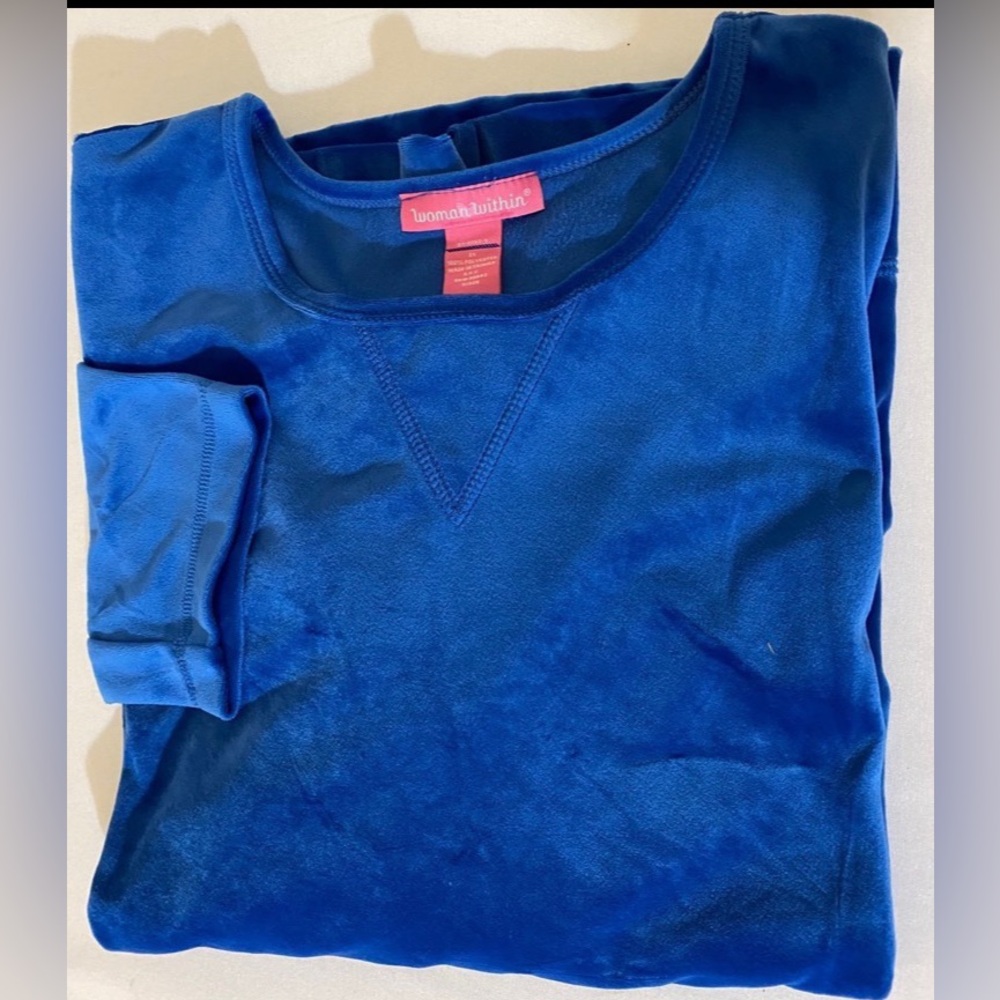 Woman Within Blue Velour Long Sleeve Blouse 
Size 2X